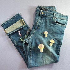 Boden Comfort Cavendish Girlfriend Jeans 14 Blue Distressed Medium Wash Mid Rise
