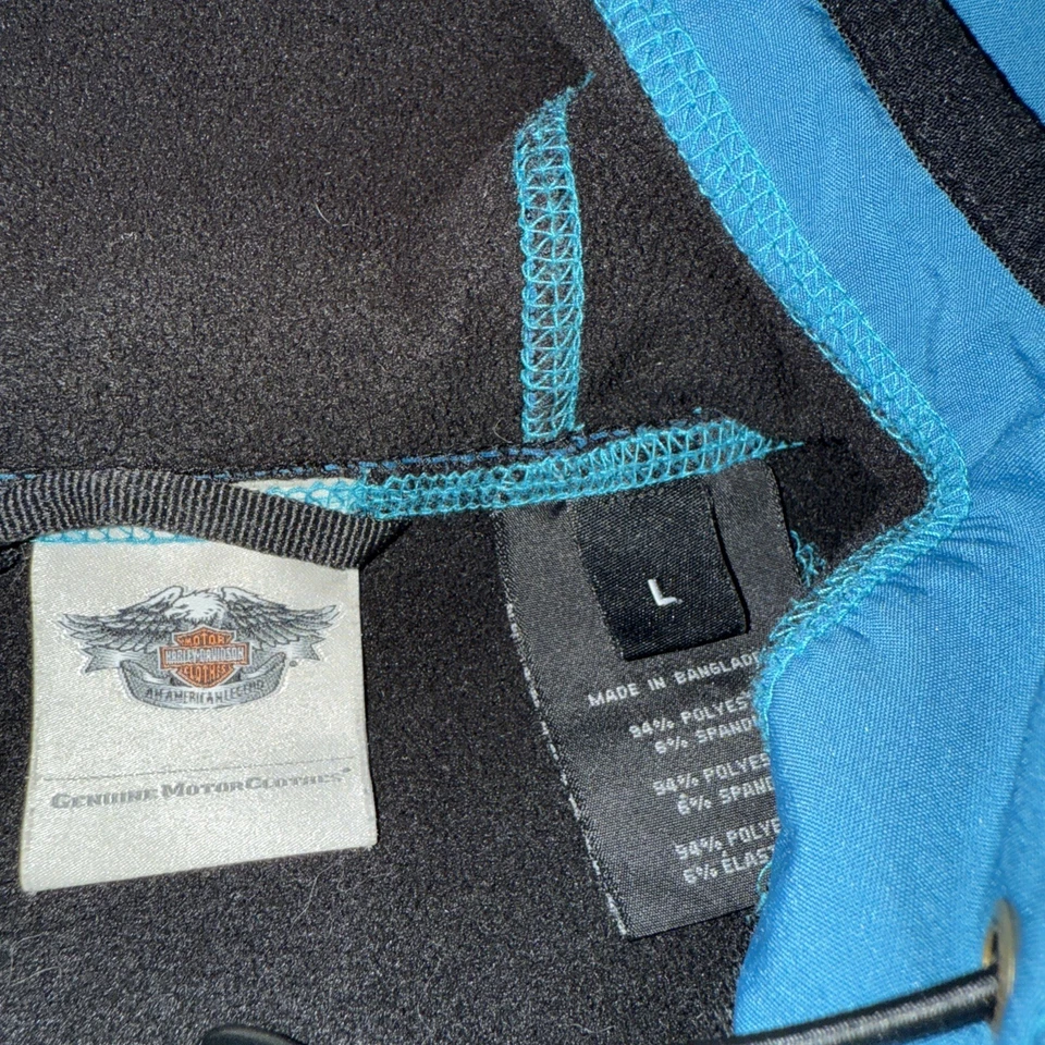 Harley Davidson Jacket Womens Large Blue Full Zip Biker Embroidered Logo Riding - Image 3 of 4