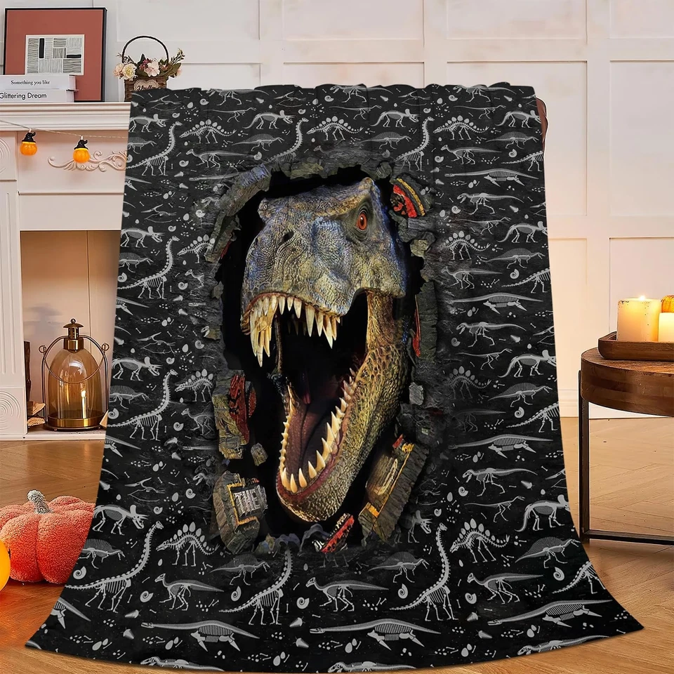 Dinosaur Blanket, Dinosaurs Throw Blanket, Animal Wild Gifts Blankets Stuff F... - Image 2 of 4