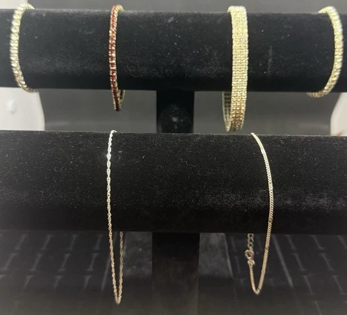 Costume Vintage Jewelry Bracelets Lot Of 6 Gemstone, Silver, & Gold Tones