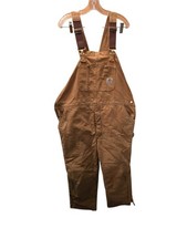 Carhartt R03 Vintage Men's Bib Overalls 44x30 Brown Duck Canvas Insulated USA