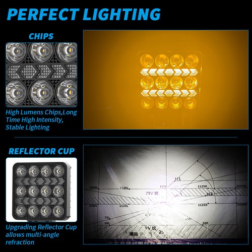 2x 4'' LED Work Lights Flood Offroad Driving Light for Tractor Pickup ATV UTV US - Picture 5 of 14