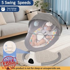 JFOVMCYG Electric Baby Swing Portable Rocker Gray Bluetooth Music