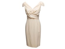 Cream Alexander McQueen Cap Sleeve Wool Dress Size IT 42