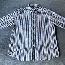 Claiborne Men's Multicolor Striped Button Up Long Sleeve Collar Shirt Medium