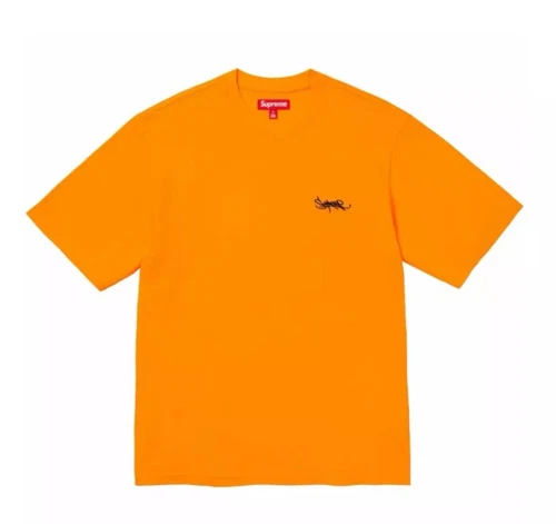 SUPREME WASHED TAG S/S TOP ORANGE T SHIRT HOMME GRAND SS24