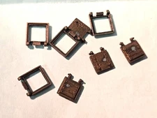 Ship Model Fittings Parts 4 bronze Gunports 10mm x 10mm w/ a little tarnishing.