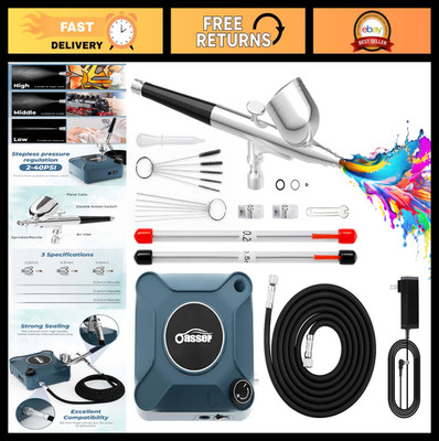 Airbrush Kit with Compressor, Dual Action 40 PSI, 10.5 L/min for Nails, Makeup,