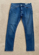 Men  s M S Skinny Fit Blue Denim Jeans Size 34 S W34" L29" Mid Rise Stretch