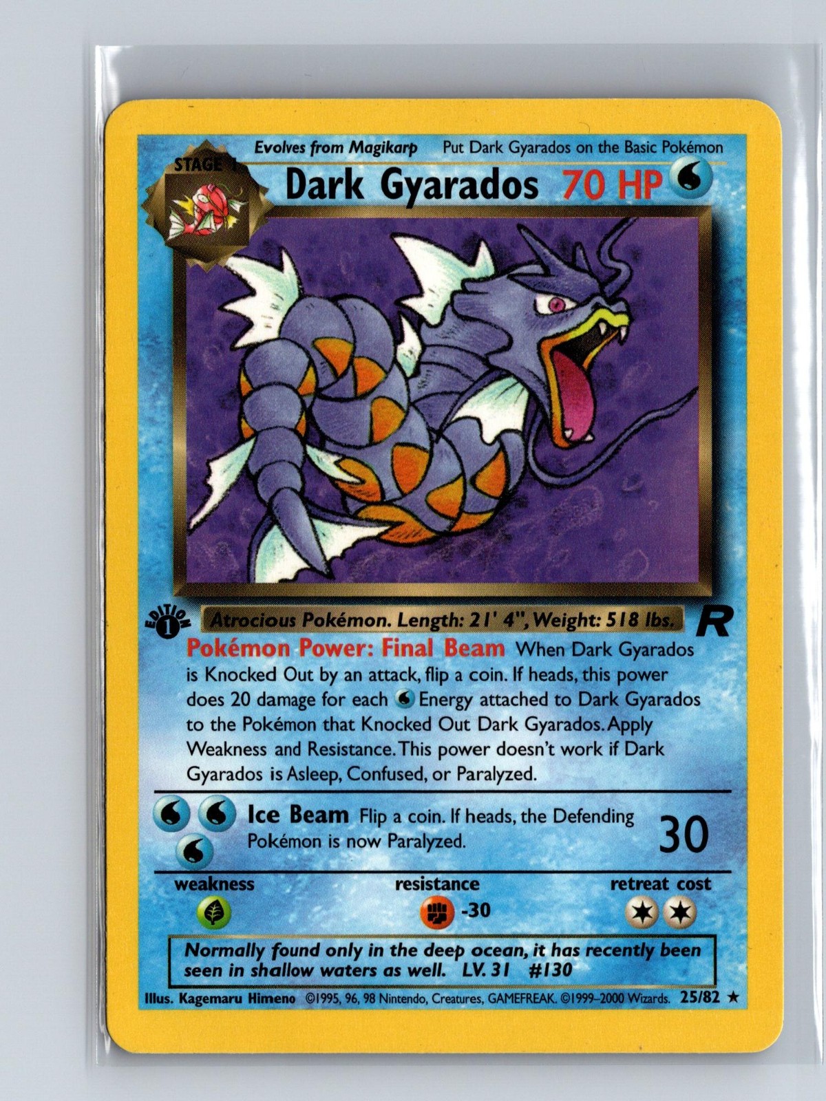 Dark Gyarados 25/82 Rare Team Rocket Pokemon 1st Edition Near Mint
