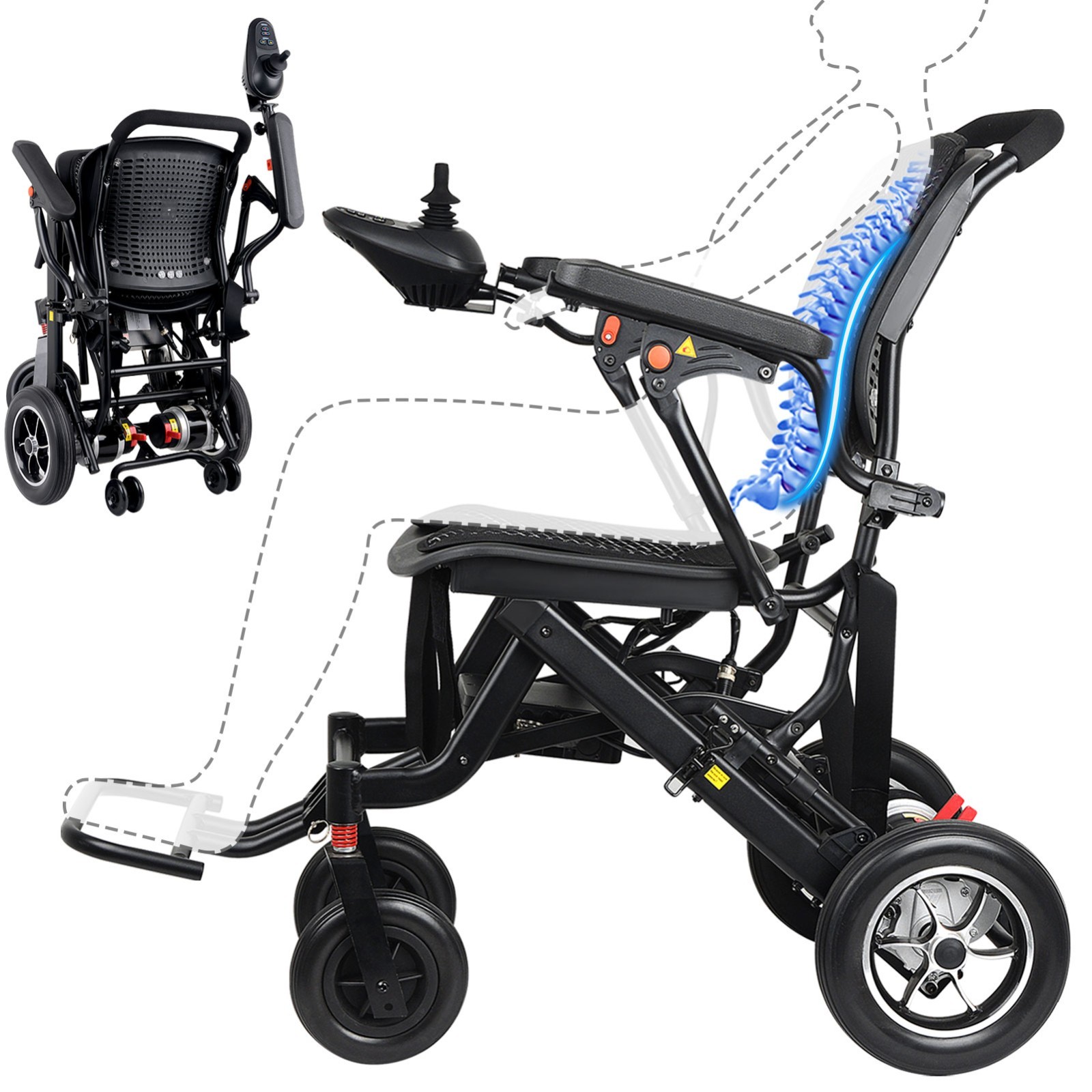 18.5in wide cabin,300lb weight capacity,aviation aluminum alloy power wheelchair