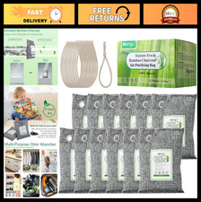 Large 12-Pack Activated Charcoal Odor Absorbers - Natural Bamboo Air Purifying B