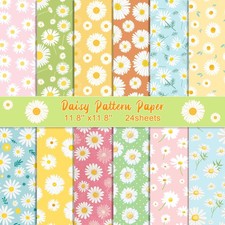 Double Sided Daisy Scrapbook Paper 24 Sheets 12x12 Inch Flower Pattern Cardstock