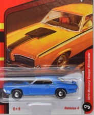 Johnny Lightning Classic Gold Blue 1970 Mercury Cougar Eliminator 1:64 Scale Car