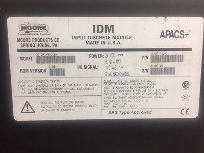 Siemens Moore IDM Input Discrete Module 39IDM115ACCBN 