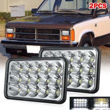 Faros LED cromados de 4x6" para camioneta Dodge Dakota 1987-1995 haz sellado alto/bajo