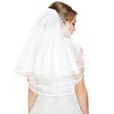 Bridal Veil White Wedding Veils Women's Satin Edge Tulle with Comb for Brides...