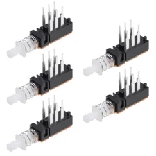 5pcs Push Button Switch DPDT 6 Pin 1 Position Self-Locking Black