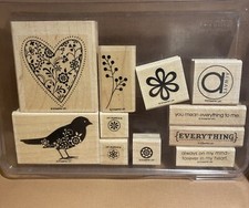 Stampin' Up Always Stamps Set Of 11 Used Bird Floral Heart