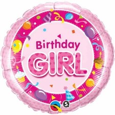 Birthday Girl Pink 18" Foil Balloon Packaged 