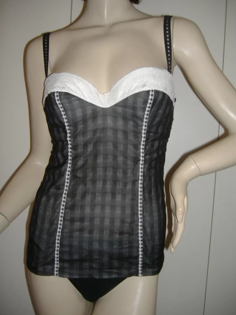 INTIMISSIMI BUSTINO QUADRETTI NERO TALCO TAGLIA 3B LINGERIE SEXY