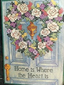 Dimensions Stamped Cross Stitch Kit Where The Heart Is 6809 5 X 7 Home Floral Ebay