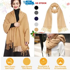 Mens Womens Oversize Cashmere Shawl Wraps Blanket Winter Solid Scarf Pashmina