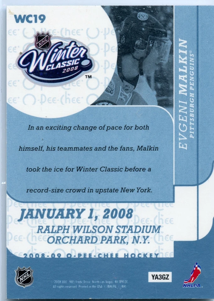 2008-09 O-Pee-Chee Winter Classic Highlights #WC19 Evgeni Malkin - Image 2 of 2