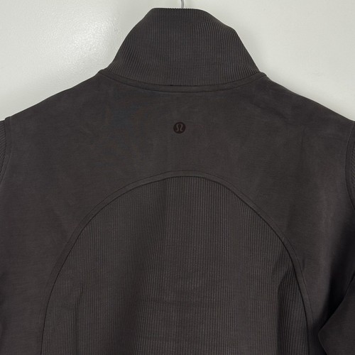 Nuevo con etiquetas Lululemon Cepillado Softstreme Acanalado Media Cremallera Espresso Marrón Talla 2 - Imagen 10 de 12