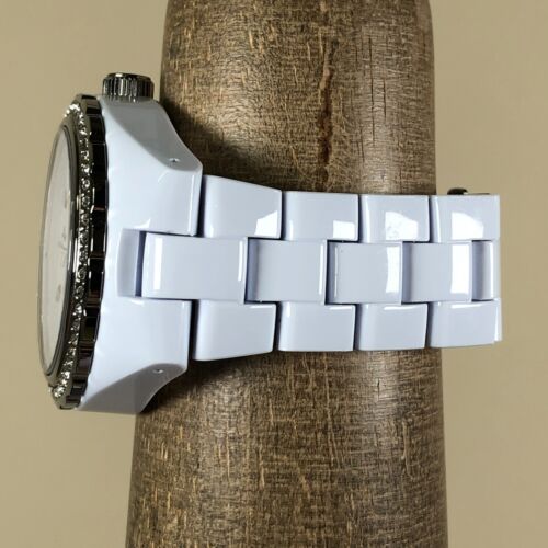 Adidas Women ADH2505 Pave White Polycarbonate Quartz Analog 43mm Watch 5 1/2" - Picture 3 of 13