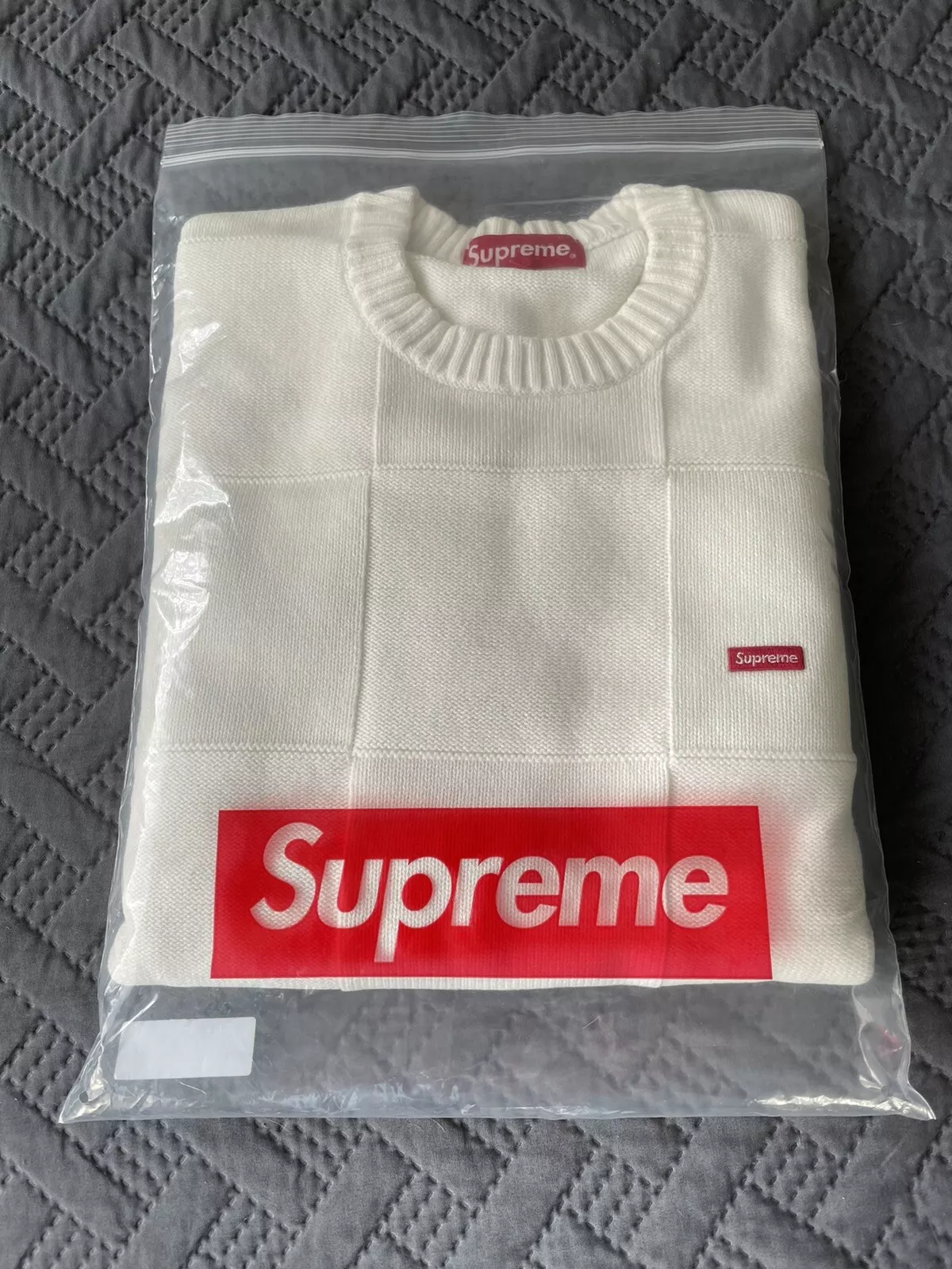 Chandail Supreme Tonal Checkerboard, blanc, taille M
