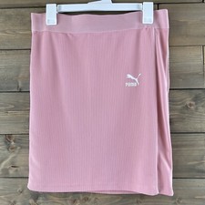Puma Womens Skirt Classic Rib Skirt Elastic Waist Athletic Ribbed Pink Medium