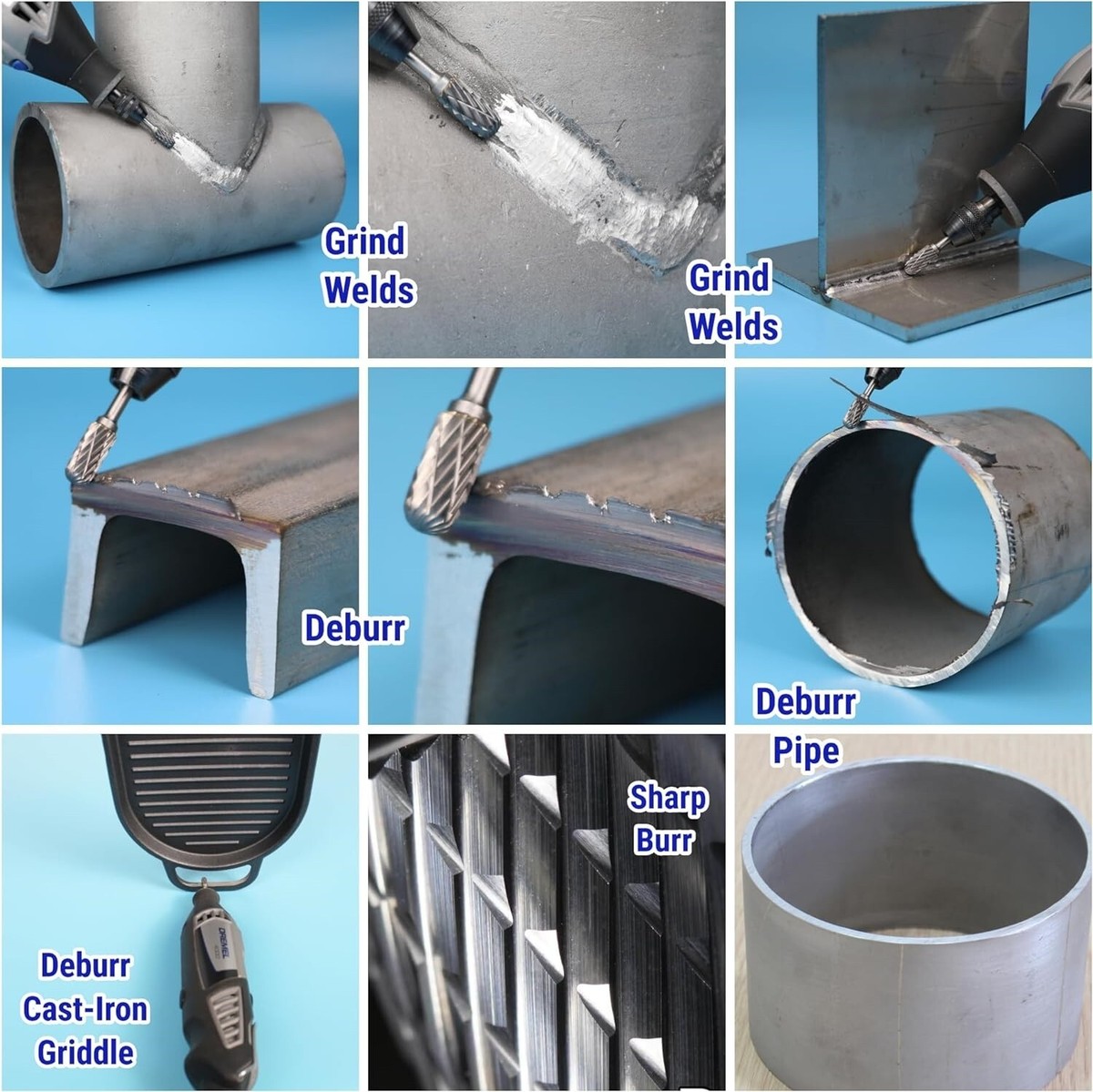 Set 10 Frese In Carburo Di Tungsteno | Testa 6mm Per Lavorazione Metalli E Intaglio