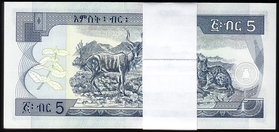 Ethiopia 5 Birr 2009 - 2017, UNC, BUNDLE, Pack of 100 PCS , Consecutive, P-47h - Image 2 of 4