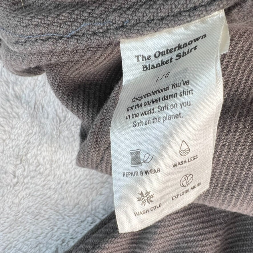 Outerknown Blanket Shirt Mens Size XL Gray Boston Embroidered Thick