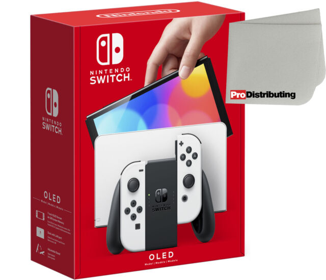 Nintendo Switch OLED Model White Joy-Con and Dock with Screen Cleaning Cloth