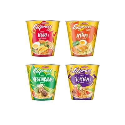 MAMEE EXPRESS CUP  NOODLES  - TOMYAM-CURRY-VEGE-CHICKEN - 6 CUPS EACH FLAVOUR