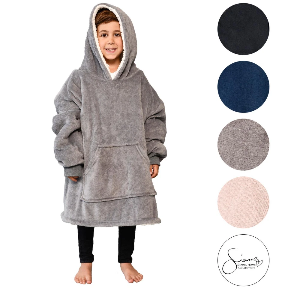 OHS Kids Hoodie Blanket Oversized Ultra Plush Soft Sherpa Wearable Sweatshirt