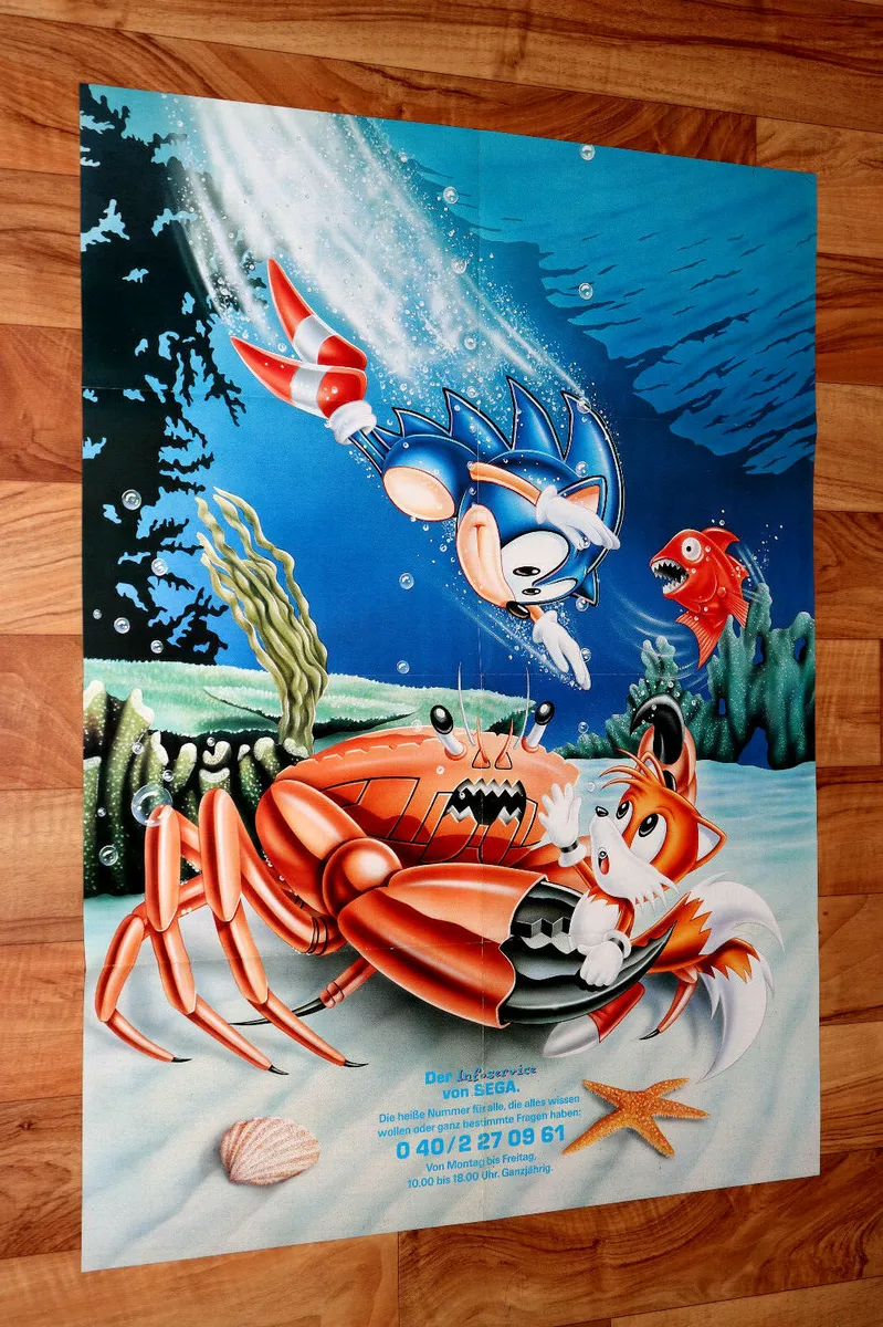 Pôster Sonic The Hedgehog 2 Sega Genesis Mega Drive 29,7x42