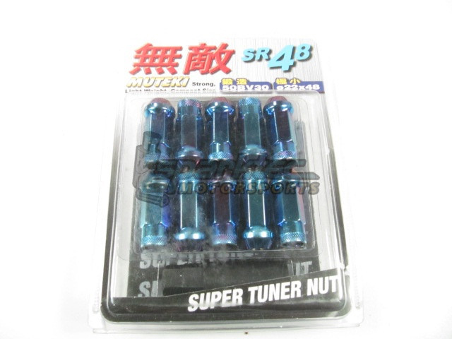 20-Piece M12x1.5 Muteki SR48 Steel Cone Seat Extended Lug Nuts – Multicolor