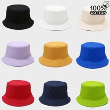 Unisex Fishing Camping Brim Solid Outdoor Sun Visor 100 Cotton Bucket Hat Cap