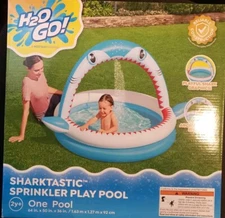 H2OGO! Sharktastic Kids Inflatable Sprinkler Play Pool