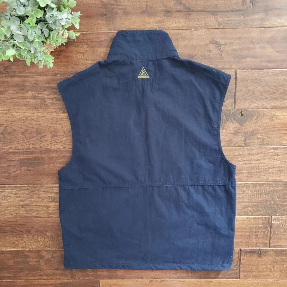 Chaleco vintage Nike ACG para mujer pequeño 6-8 azul bordado dorado logotipo utilitario tecnología Foto 2 de 4