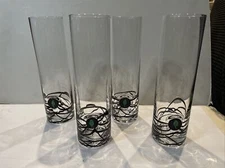 Art Glass Set of 4 String Art 3D Cocktail Highball Glasses 8''