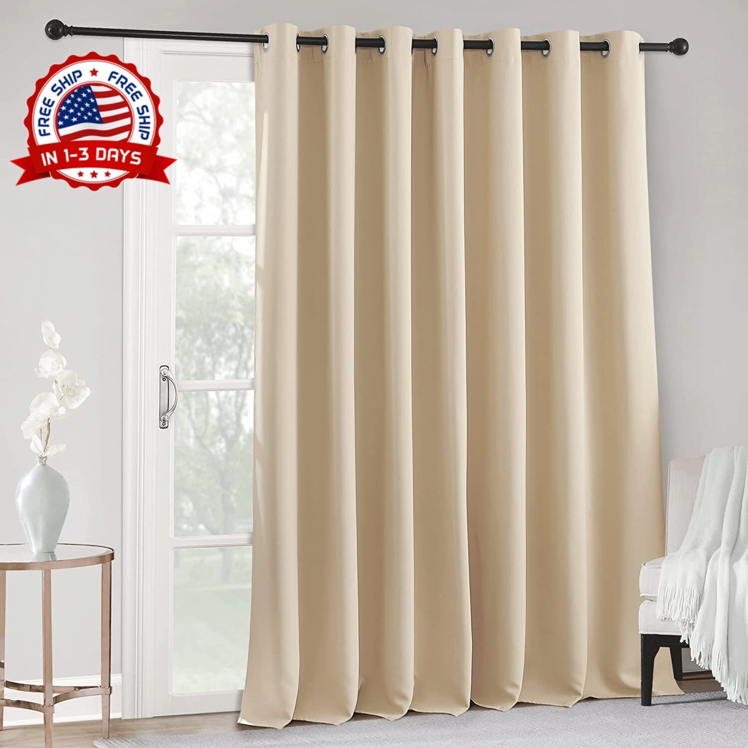 Cortinas Beige Para Sala 100x84 Inch Habitacion Elegantes Modernas