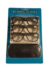 3 Pair-Icon Eyewear Contemporary Reading Glasses with Hard Case 200 / New