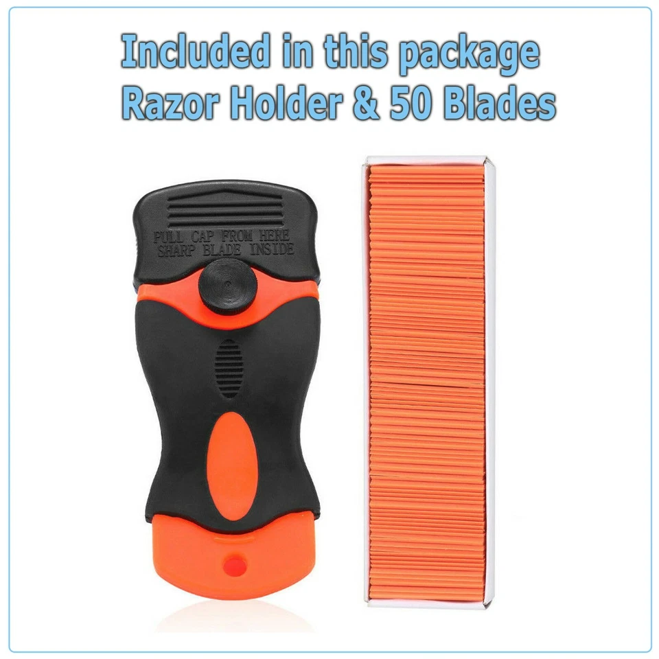 100 Pcs Plastic Razor Blades + 2 Razor Scraper Double Edged Sticker Removal Tool - Image 3 of 4