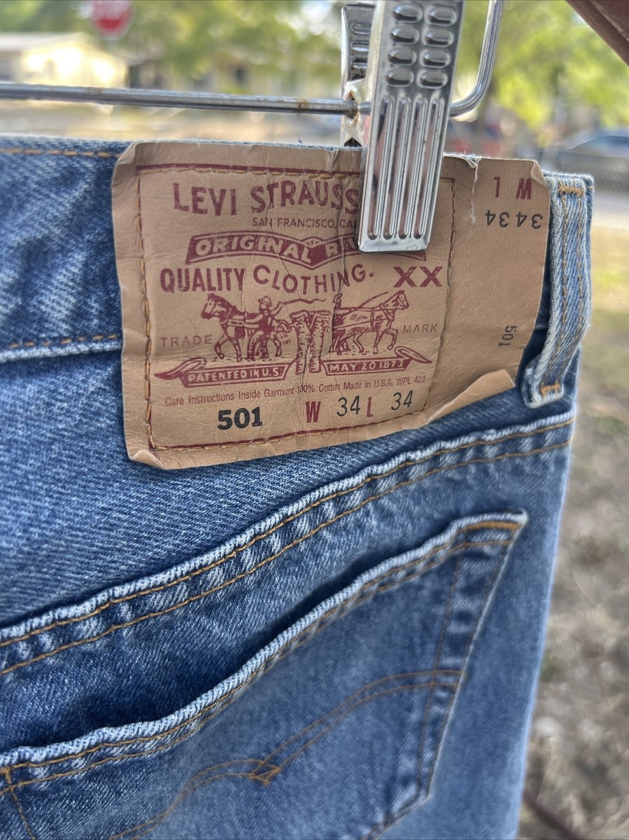 Vintage Levis 501 XX Made In USA 34x33 Distressed Denim Vintage Levis 501 XX Made In USA 34x33 Distressed Denim