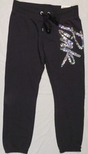 New Vintage Pink Victoria's Secret Sequenced Black Sweat Pants XS Small NWT