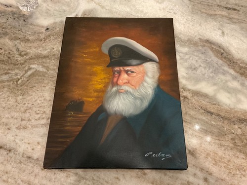 David Pelbam Nautical Painting White Beard Sea Captain Oil on Canvas Signed